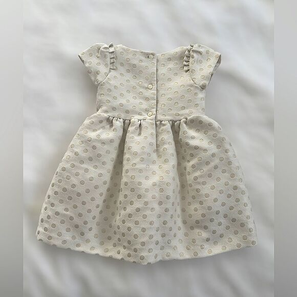 Janie and Jack Holiday Collection Cream Gold Shimmer Dot Dress Size 12-18 Months - Picture 14 of 16